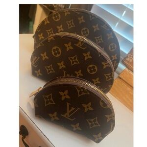 Brown and Gold Monogram Pouch Trio